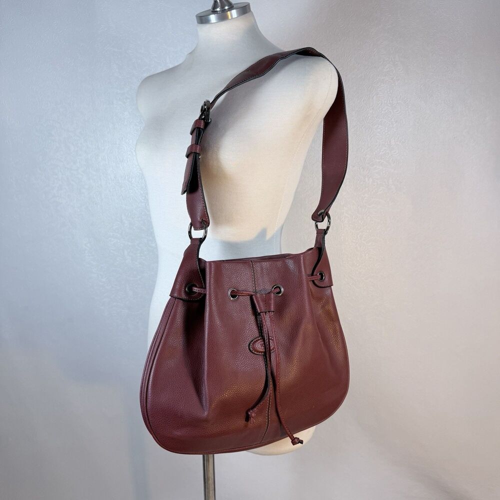 Tod’s Dark Red Leather Drawstring Shoulder Bag
